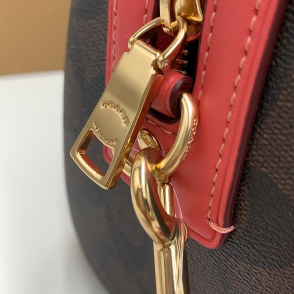 COACH NWT Coach Rowan Satchel In Signature Canvas Brown Watermelon Color - Picture 11 of 16